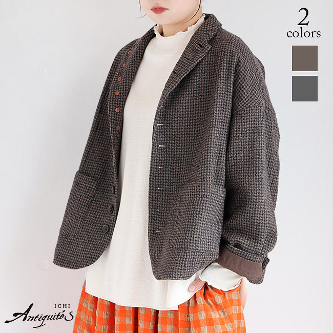 iCHi Antiquites(イチアンティークス) WOOL GAUZE HOUNDSTOOTH JACKET
