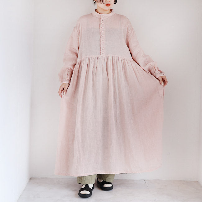 iCHi Antiquites(イチアンティークス) フレンチリネンくるみボタンワンピース　1000927