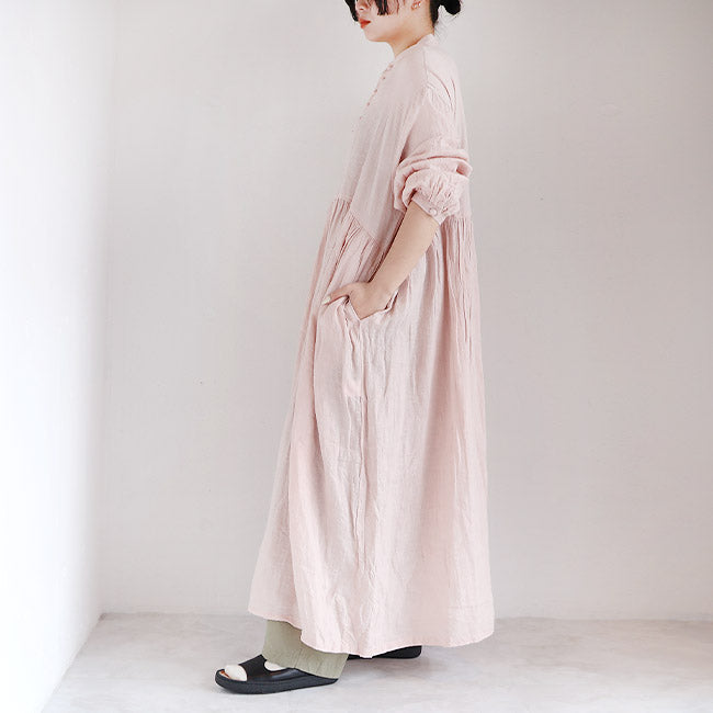 iCHi Antiquites(イチアンティークス) フレンチリネンくるみボタンワンピース　1000927