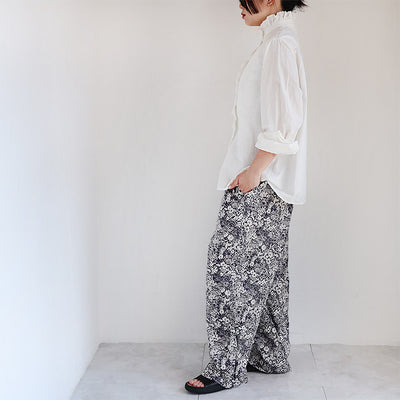 iCHi Antiquites(イチアンティークス) コットンリネンスタンドフリルシャツ　1000934