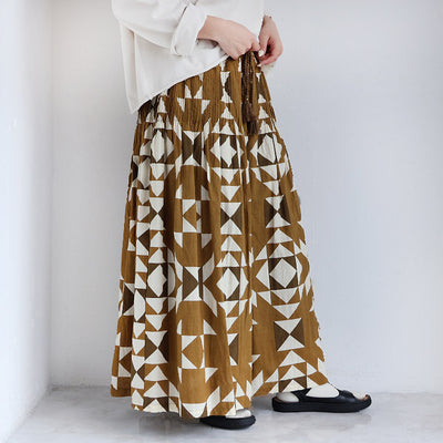 iCHi Antiquites(イチアンティークス) インドブロックプリントピンタックスカート　1000943