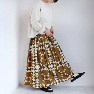 iCHi Antiquites(イチアンティークス) インドブロックプリントピンタックスカート　1000943