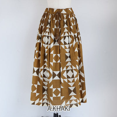 iCHi Antiquites(イチアンティークス) インドブロックプリントピンタックスカート　1000943