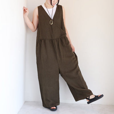 iCHi Antiquites(イチアンティークス) TWILL WEAVE LINEN JUMPSUIT 1001123