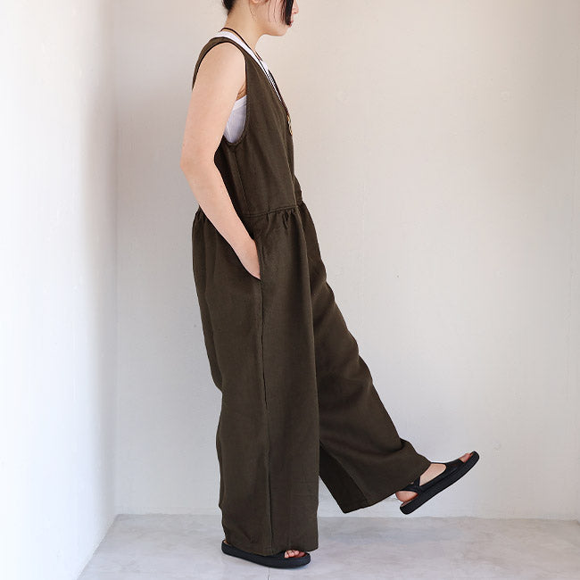 iCHi Antiquites(イチアンティークス) TWILL WEAVE LINEN JUMPSUIT 1001123