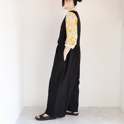 iCHi Antiquites(イチアンティークス) TWILL WEAVE LINEN JUMPSUIT 1001123