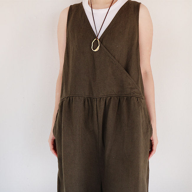 iCHi Antiquites(イチアンティークス) TWILL WEAVE LINEN JUMPSUIT 1001123