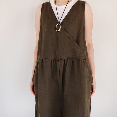 iCHi Antiquites(イチアンティークス) TWILL WEAVE LINEN JUMPSUIT 1001123