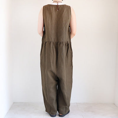 iCHi Antiquites(イチアンティークス) TWILL WEAVE LINEN JUMPSUIT 1001123