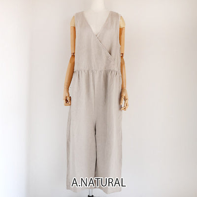 iCHi Antiquites(イチアンティークス) TWILL WEAVE LINEN JUMPSUIT 1001123
