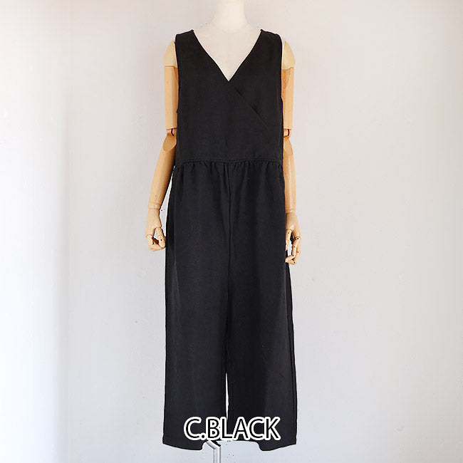 iCHi Antiquites(イチアンティークス) TWILL WEAVE LINEN JUMPSUIT 1001123