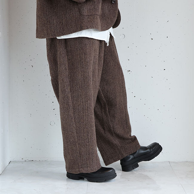 新品✨イチアンティークス ワッシャー ヘリンボーン パンツ シワ加工 ウール iCHi Antiquites(イチアンティークス) Wool Herringbone pants ウール