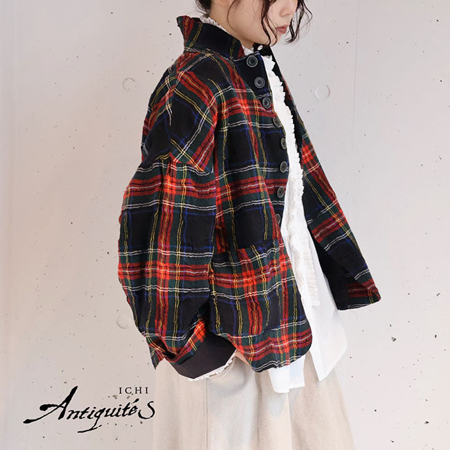 iCHi Antiquites(イチアンティークス) TARTAN CHECK JACKET タータンチェックジャケット　1100324