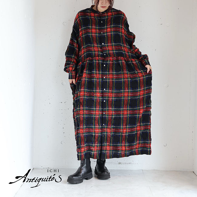 iCHi Antiquites(イチアンティークス) TARTAN CHECK DRESS タータンチェックワンピース　1100326
