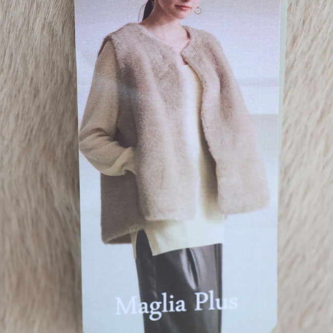 Maglia Plus(マリアプラス) ミンクエコファーノーカラーベスト　125402