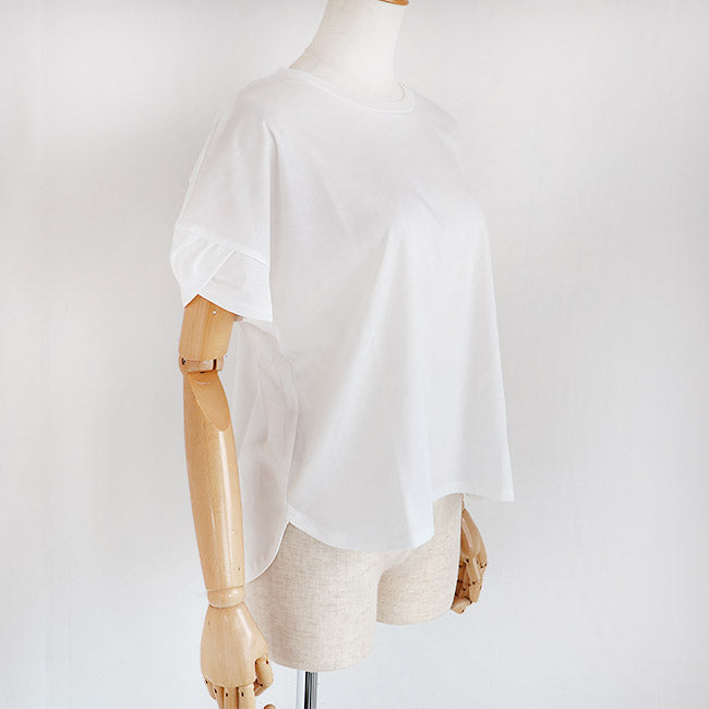 Maglia Plus(マリアプラス) マーセライズコットン重ねタックスリーブ半袖カットソー　151154