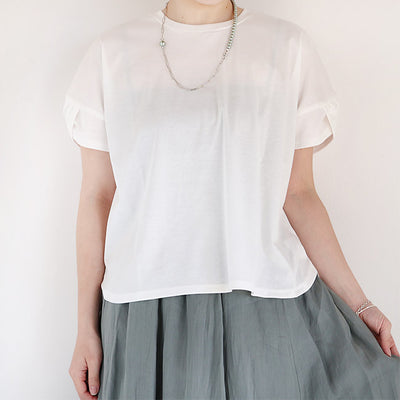 Maglia Plus(マリアプラス) マーセライズコットン重ねタックスリーブ半袖カットソー　151154