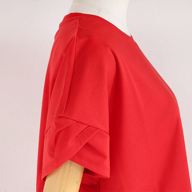 Maglia Plus(マリアプラス) マーセライズコットン重ねタックスリーブ半袖カットソー　151154