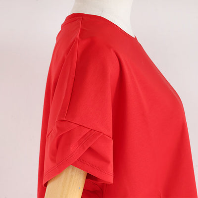 Maglia Plus(マリアプラス) マーセライズコットン重ねタックスリーブ半袖カットソー　151154