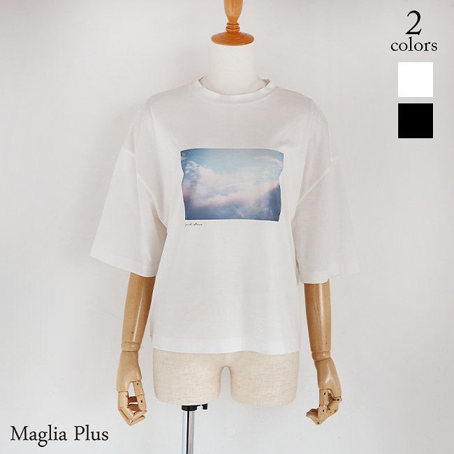 Maglia Plus(マリアプラス) 空と雲フォトプリントTシャツ　152132