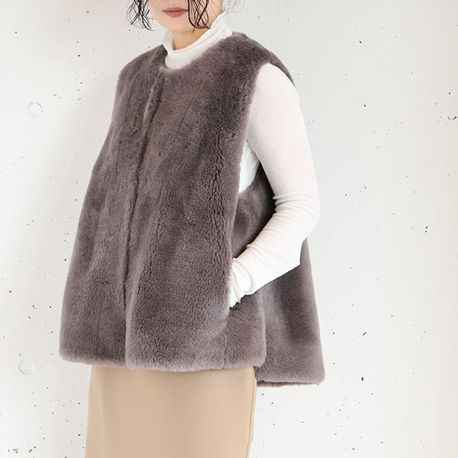 Maglia Plus(マリアプラス) wool boafabric ウールボアベスト　155436