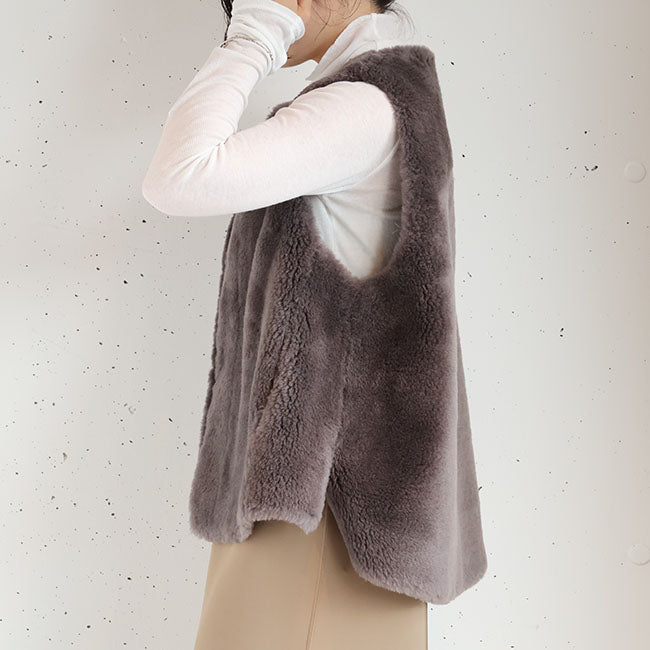 Maglia Plus(マリアプラス) wool boafabric ウールボアベスト　155436