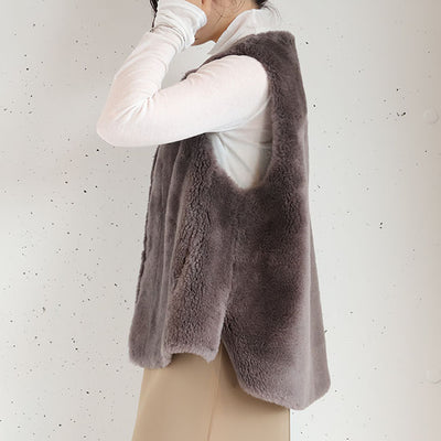 Maglia Plus(マリアプラス) wool boafabric ウールボアベスト　155436