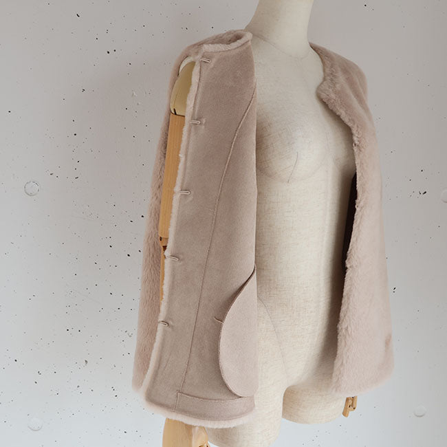 Maglia Plus(マリアプラス) wool boafabric ウールボアベスト　155436