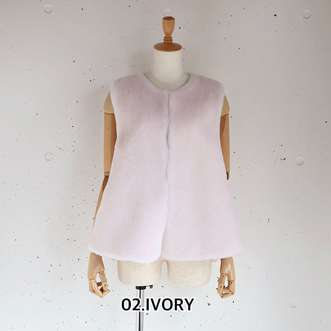 Maglia Plus(マリアプラス) wool boafabric ウールボアベスト　155436