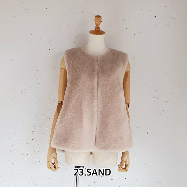 Maglia Plus(マリアプラス) wool boafabric ウールボアベスト　155436