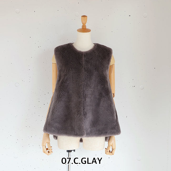 Maglia Plus(マリアプラス) wool boafabric ウールボアベスト　155436