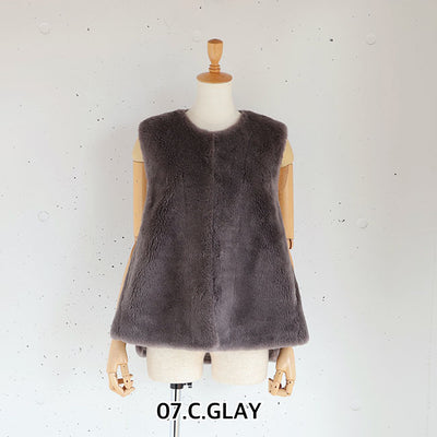 Maglia Plus(マリアプラス) wool boafabric ウールボアベスト　155436