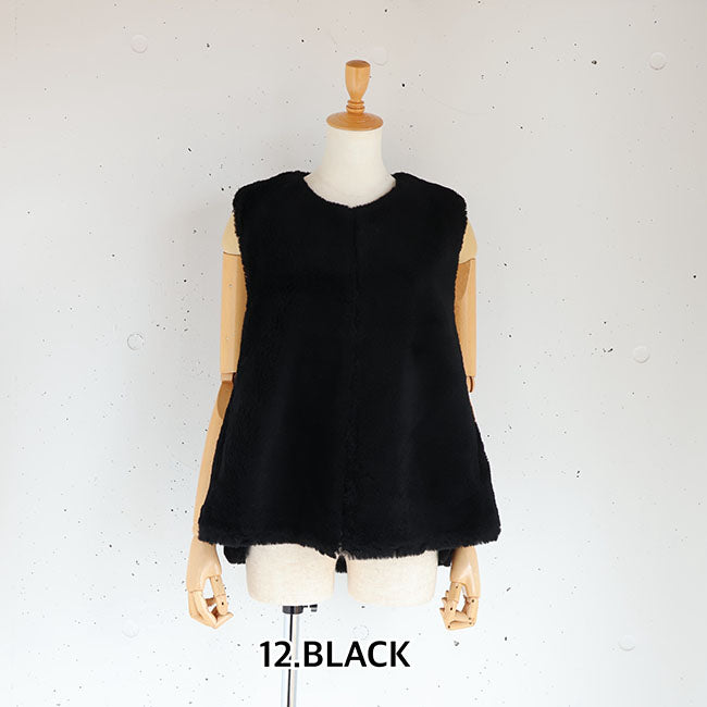 Maglia Plus(マリアプラス) wool boafabric ウールボアベスト　155436