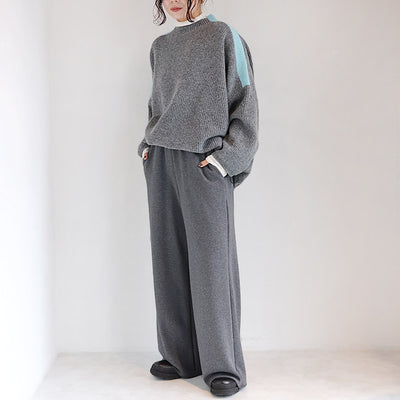 Maglia Plus(マリアプラス) ショルダーライン×ドローコードあぜ編みプルオーバーニット　 156704