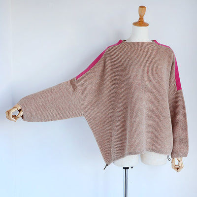 Maglia Plus(マリアプラス) ショルダーライン×ドローコードあぜ編みプルオーバーニット　 156704