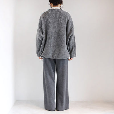 Maglia Plus(マリアプラス) ショルダーライン×ドローコードあぜ編みプルオーバーニット　 156704