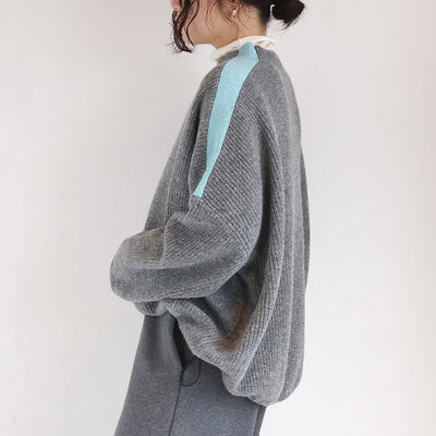 Maglia Plus(マリアプラス) ショルダーライン×ドローコードあぜ編みプルオーバーニット　 156704