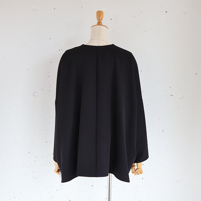 【美品】PASSIONE ゆったりワイドVネックノーカラージャケット ネイビー 美品】PASSIONE ゆったりワイドVネックノーカラージャケット