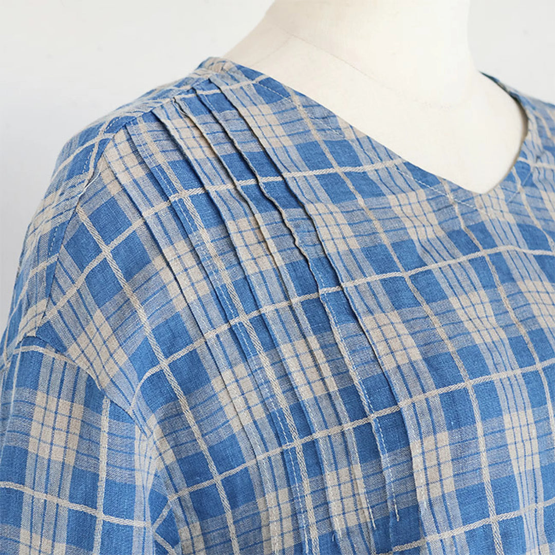 iCHi Antiquites(イチアンティークス) INDIGO CHECK LINEN P/O
