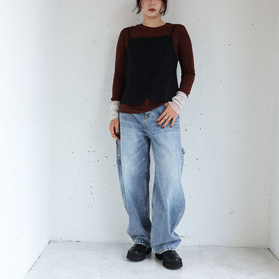 cafune(カフネ) 袖口くしゅっとシアーチュール配色カットソー　535971