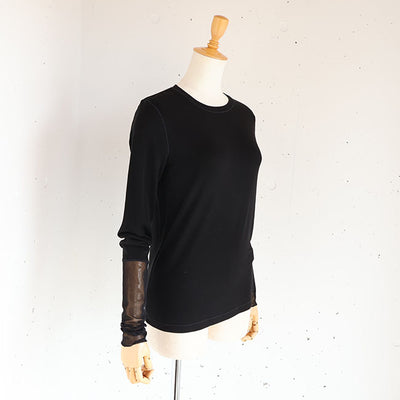 cafune(カフネ) 袖口くしゅっとシアーチュール配色カットソー　535971
