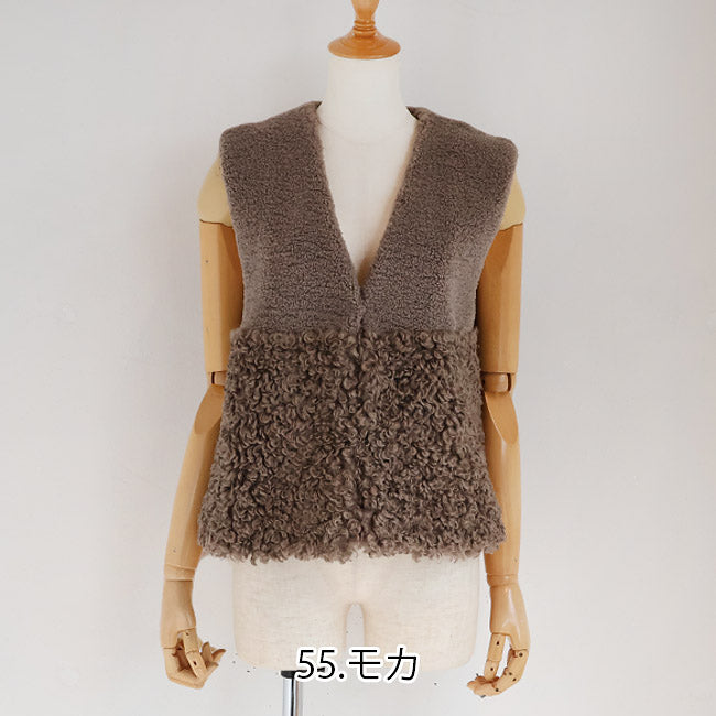 PASSIONE(パシオーネ) ベスト エコファー ボア Vネック ショート 楽天