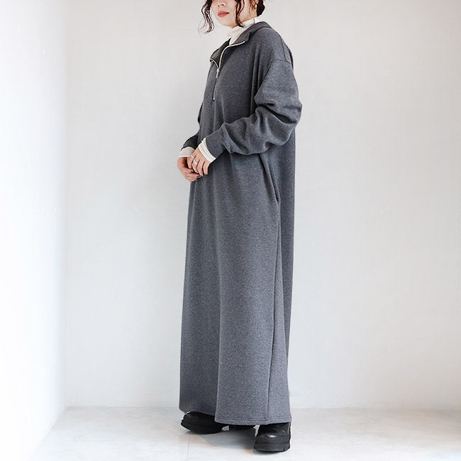 cafune(カフネ) 「FAMMET(ファメット)」ぬくぬく裏起毛ハーフジップワンピース　545101