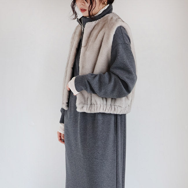 cafune(カフネ) 「FAMMET(ファメット)」ぬくぬく裏起毛ハーフジップワンピース　545101