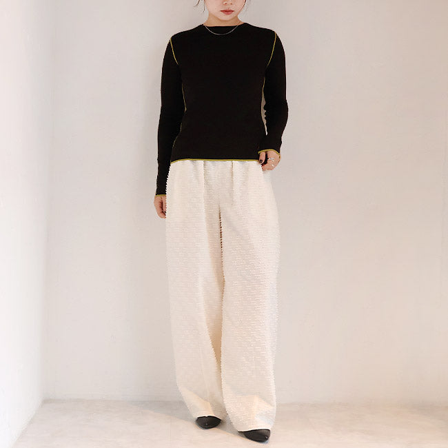 cafune(カフネ) リブ編みニット細ライン配色　545918