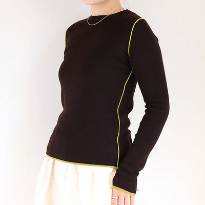 cafune(カフネ) リブ編みニット細ライン配色　545918