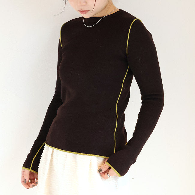 cafune(カフネ) リブ編みニット細ライン配色　545918