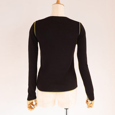 cafune(カフネ) リブ編みニット細ライン配色　545918