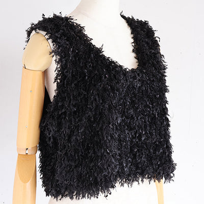 HiROMITHiSTLE(ヒロミシスル) ふわふわフェイクフェザーニットクロップドジレ　7511073