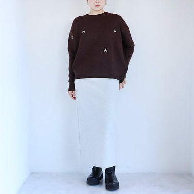 LILLY LYNQUE（リリーリン） ウールブレンドキラリ星スター刺繍ニット　8508167